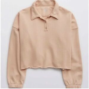 Aerie Cream Button-Up Sweater